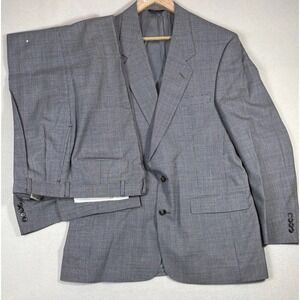 Vintage Austin Reed 2 Piece Suit Mens 42L Gray Houndstooth Wool Pants‎ 34Wx32